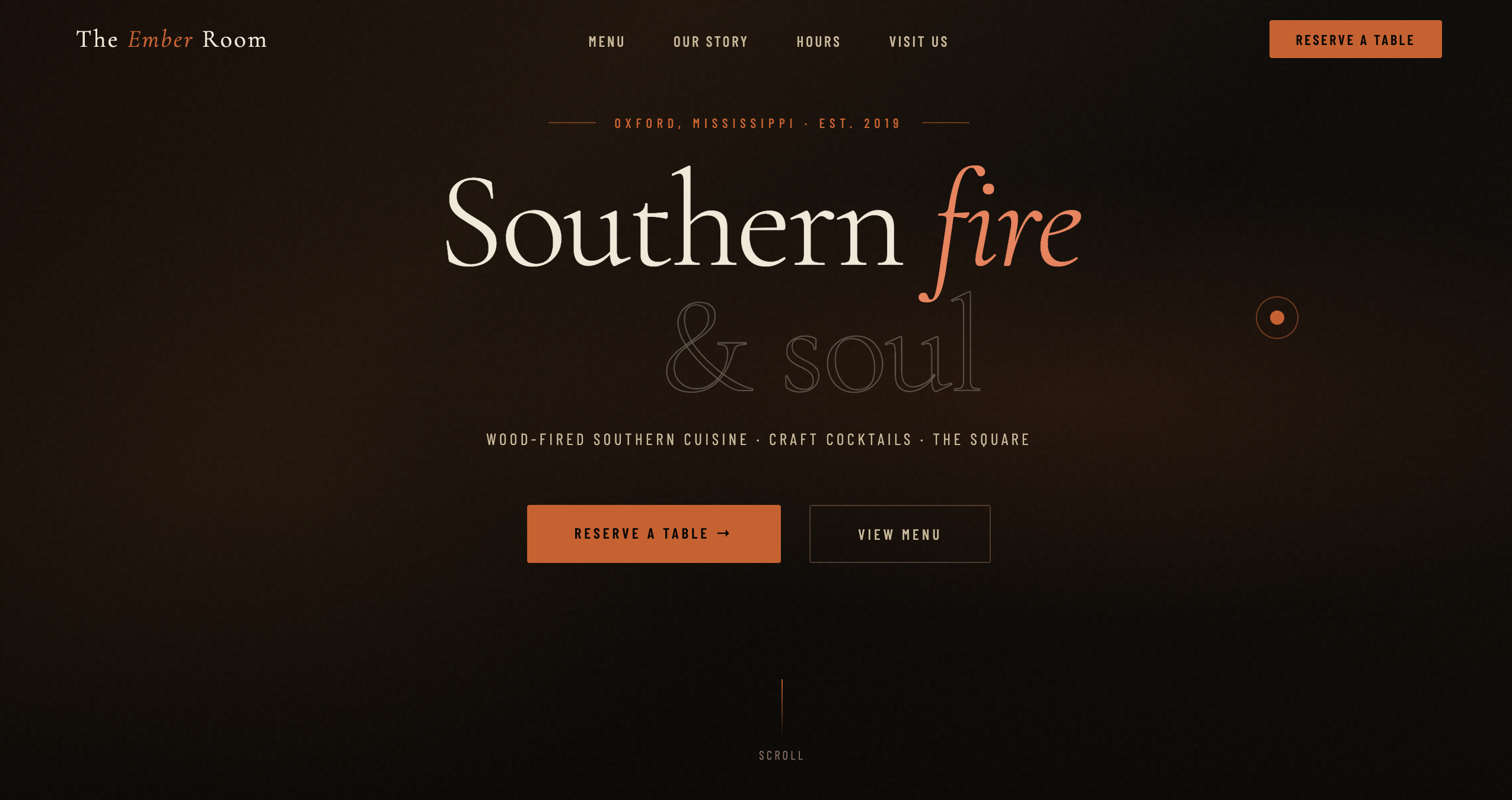 The Ember Room restaurant website